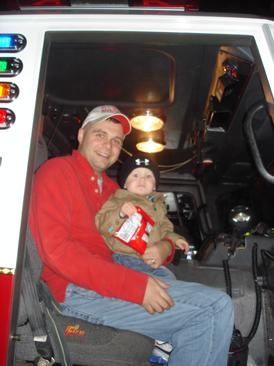 Camden and I getting ready for Santa Run